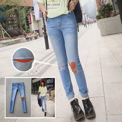 2012 jeans skinny pants pencil pants knee opening mid waist female 701 free shipping