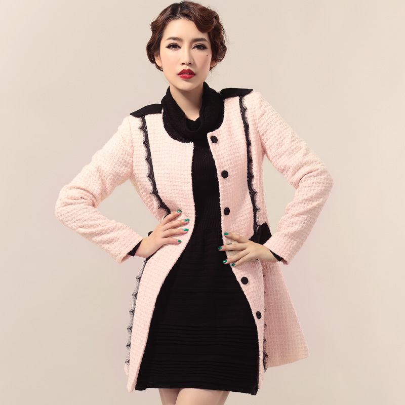 2012 jkv slim lace trench wool coat outerwear female