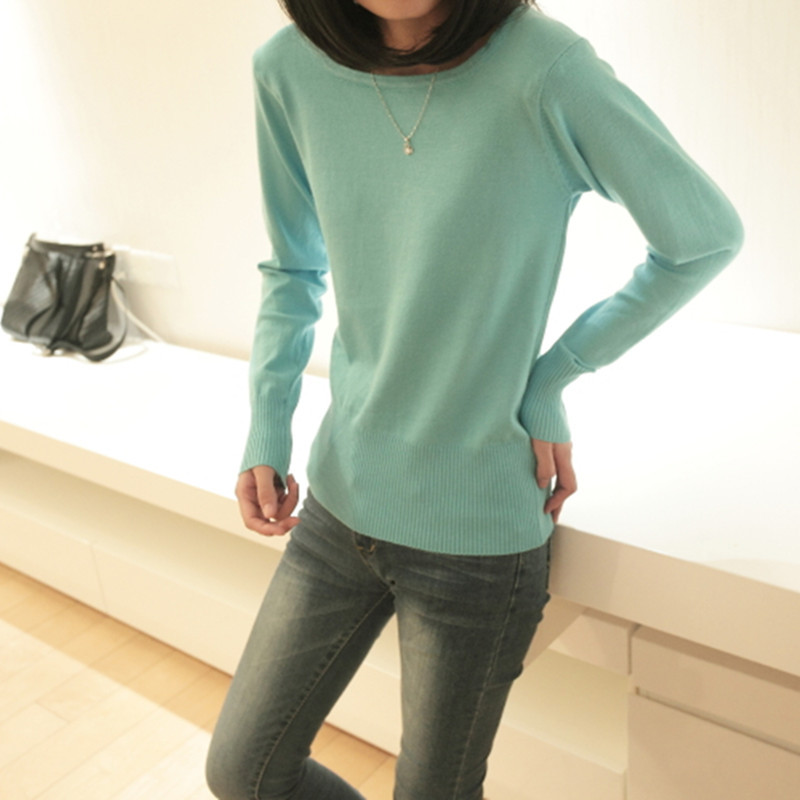 2012 knitted basic shirt female long-sleeve low collar loose wool sweater comfortable elastic ball