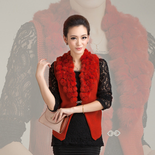 2012 knitted vest female fashion short design rabbit fur waistcoat vest