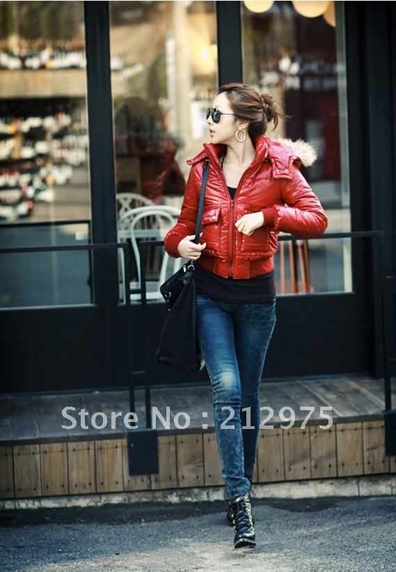 2012 Korea Fashion New Womens Red Casual Cotton-padded Jacket Coat SIZE M L XL