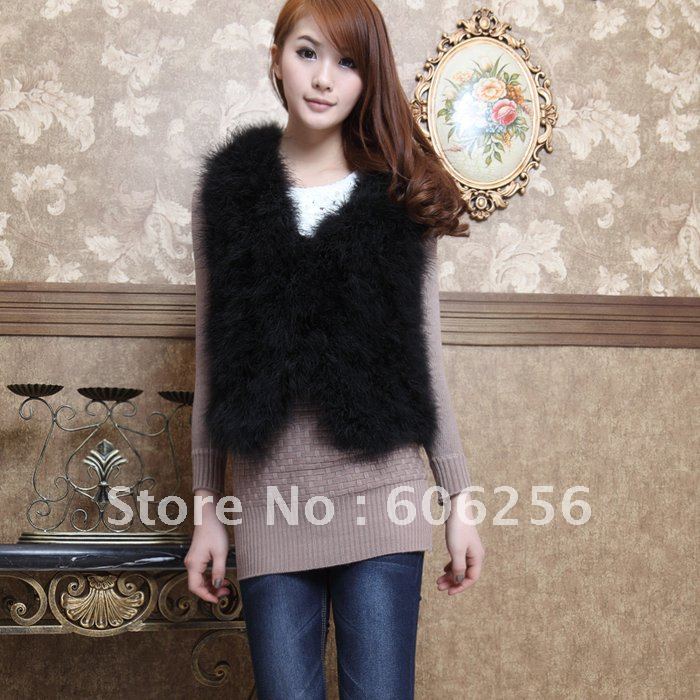 2012 korea style ostrich wool vest ,exquisite short design fur vest