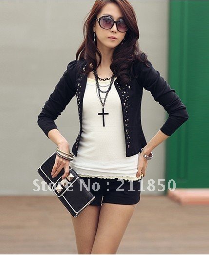 2012.Korea women's.rivet decoration.slim long sleeve short coat,free shipping