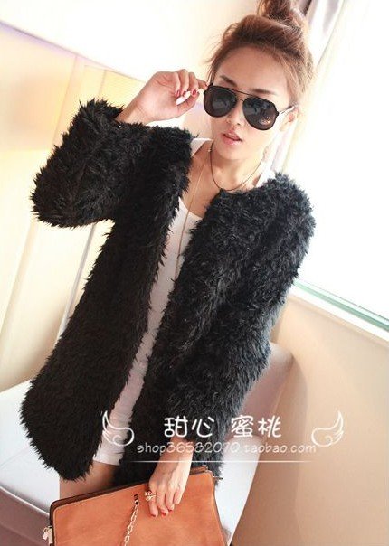 2012 Korean Style Lady Faux Lamb Fur Coat,women's fur vests Full Sleeve O-Neck Collar Free Shipping