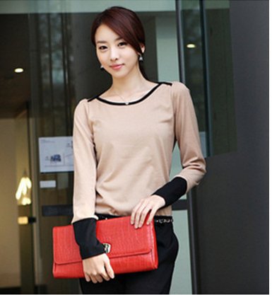 2012 Korean Style Long Sleeve Plus Size  Women Casual Top