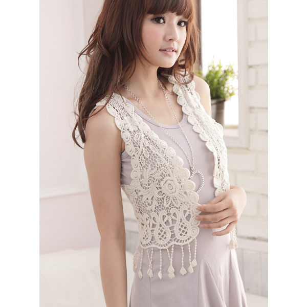 2012 lace decoration vest cardigan crochet vest small vest free shipping