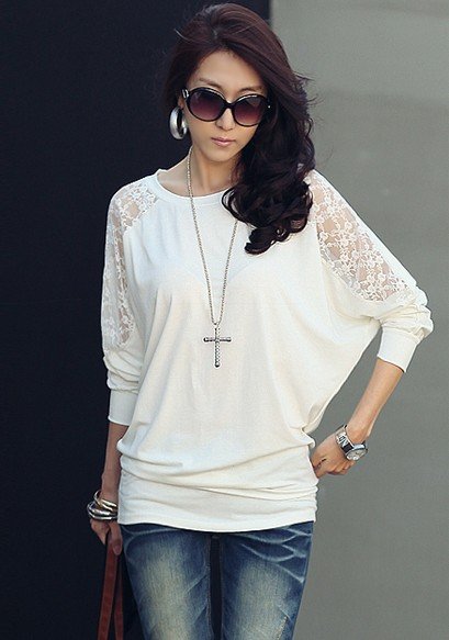 2012 lace sleeve shirt women blouse 203866 Free Shipping