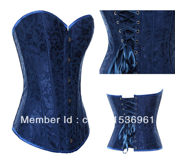 2012 Ladie's Sexy Fashion Blue Lace Up  Corset Bustier Top Boned  Christmas Costume