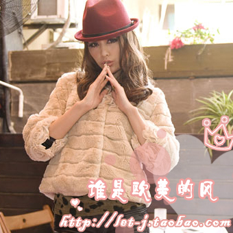 2012 ladies disk wind flower short design rex rabbit hair fur coat asuka