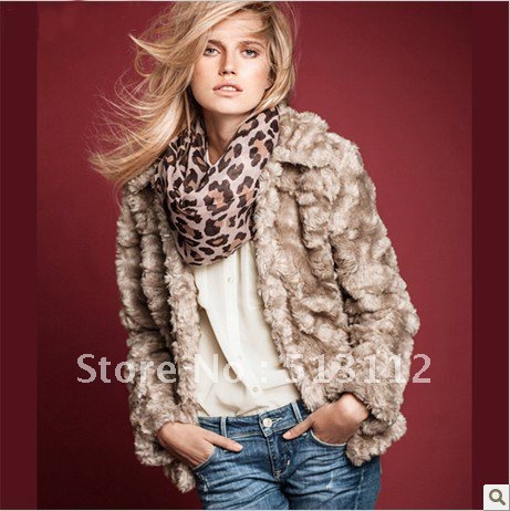 2012 Ladies Fashion Faux Rabbit Fur Coat Jacket Long Sleeve Black/Beige Size: XS-S-M-L-XL-XXL WT039 Free shipping by HK Post