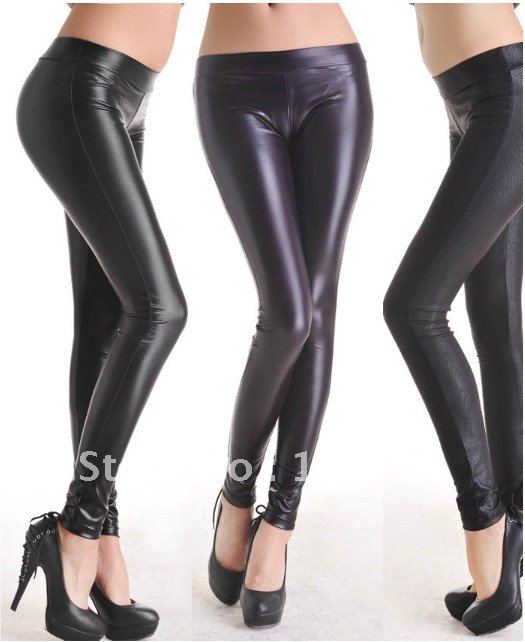 2012 lady women's fashion plus size matte faux leather legging sexy  low waist pants female trousers