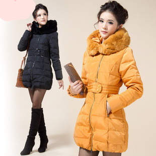 2012 large fur collar slim women's down coat female medium-long