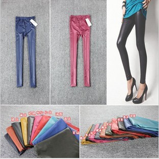 2012 leather candy color fashion slim women's 9 pencil pants 821 chromophous