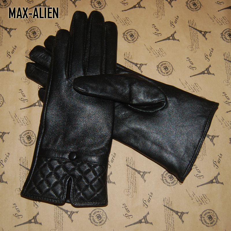 2012 leather gloves female thin genuine leather sheepskin gloves women's plus velvet genuine leather gloves