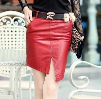 2012 leather skirt leather bust skirt women's handbag PU short skirt placketing step skirt