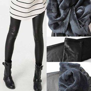 2012 leggings Lady leather in autumn and winter thick brushed charcoal thermal leggings in 1614