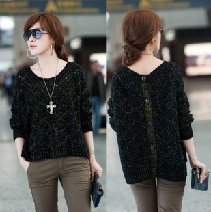 2012 liangsi mix medium-long low-high loose casual sweater