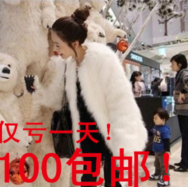 2012 long design fox fur white fur coat top overcoat thickening