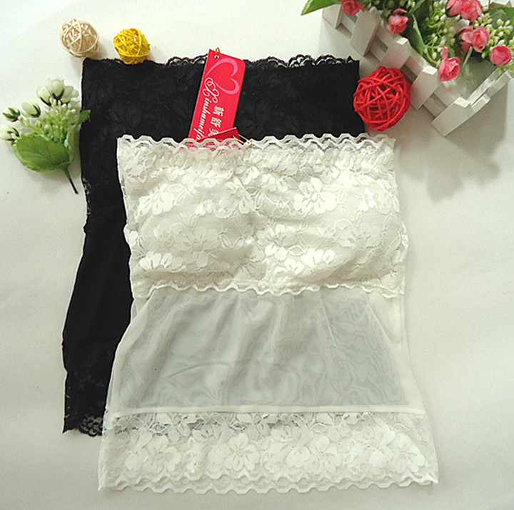 2012 long design lace tube top breathable tube top transparent lace bra decoration women's