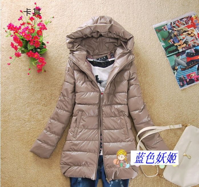 2012 long design   thermal thicken PU  leather wadded jacket cotton-padded  2color plus size