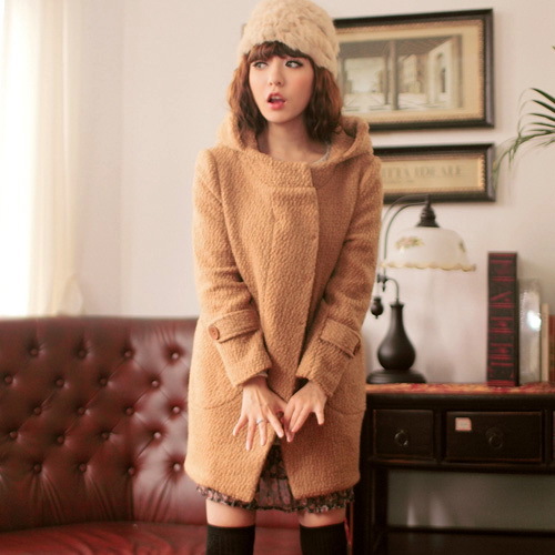 2012 long-sleeve women's sheep trophonema wool coat woolen women's trench autumn outerwear