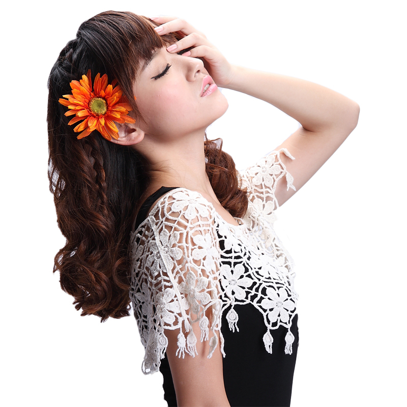 2012 loose tassel short design summer pullover cutout crochet shirt sweater shrug