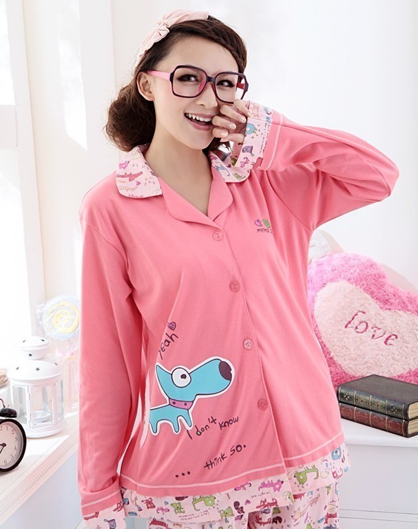 2012 lounge autumn and winter cartoon 100% cotton long-sleeve women's lounge sleep set