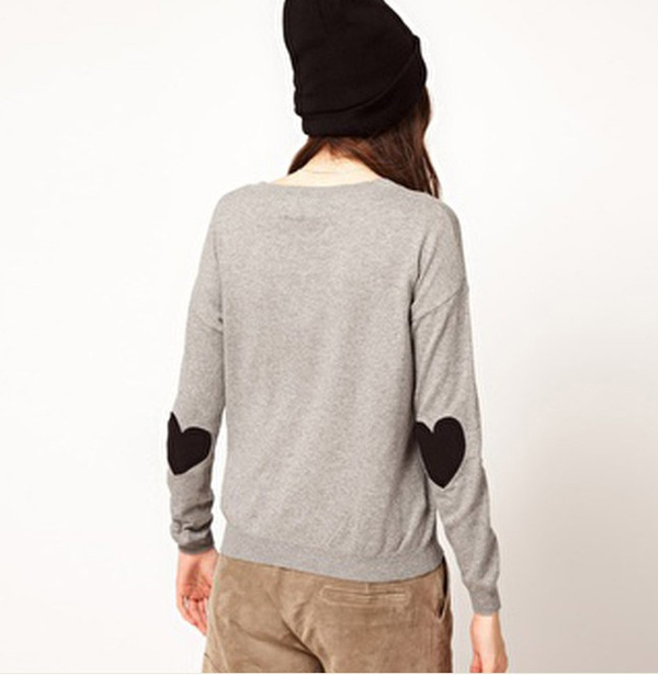 2012 love autumn fashion long-sleeve pullover sweater patches o-neck sweater female loose free shipping