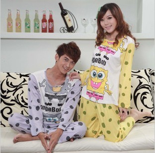 2012 lovers set sleepwear 100% cotton long-sleeve cartoon lounge