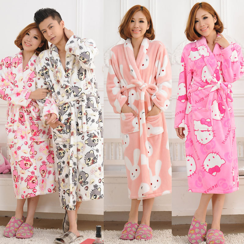 2012 lovers thickening coral fleece robe male bathrobe women's towel sleepwear autumn and winter long-sleeve