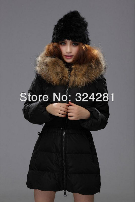 2012 Luxury Fur Collar winter long down coat, women PLUS SIZE  for Europen  5XL duck down coat