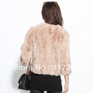 2012 luxury rabbit fur short design women's fur coat w1307