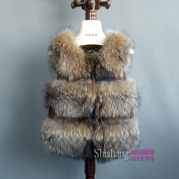 2012 luxury raccoon fur vest coat