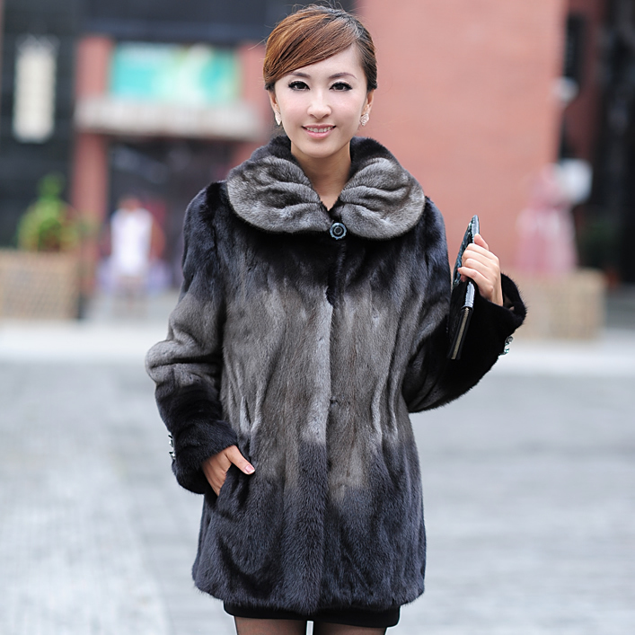 2012 luxury winter coat women's fur overcoat mink outerwear