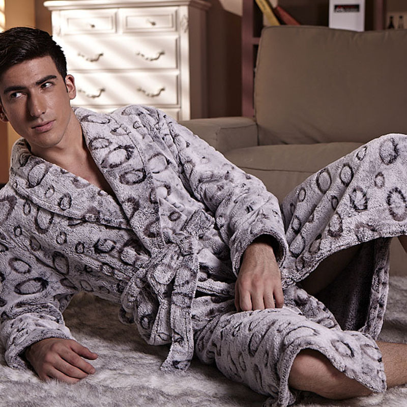 2012 male thermal coral fleece sleepwear robe lounge 9334