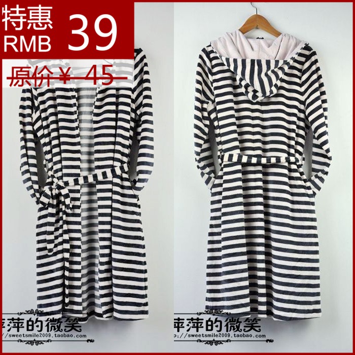 2012 male Women derlook series velvet with a hood bathrobe robe - lovers design sleepwear