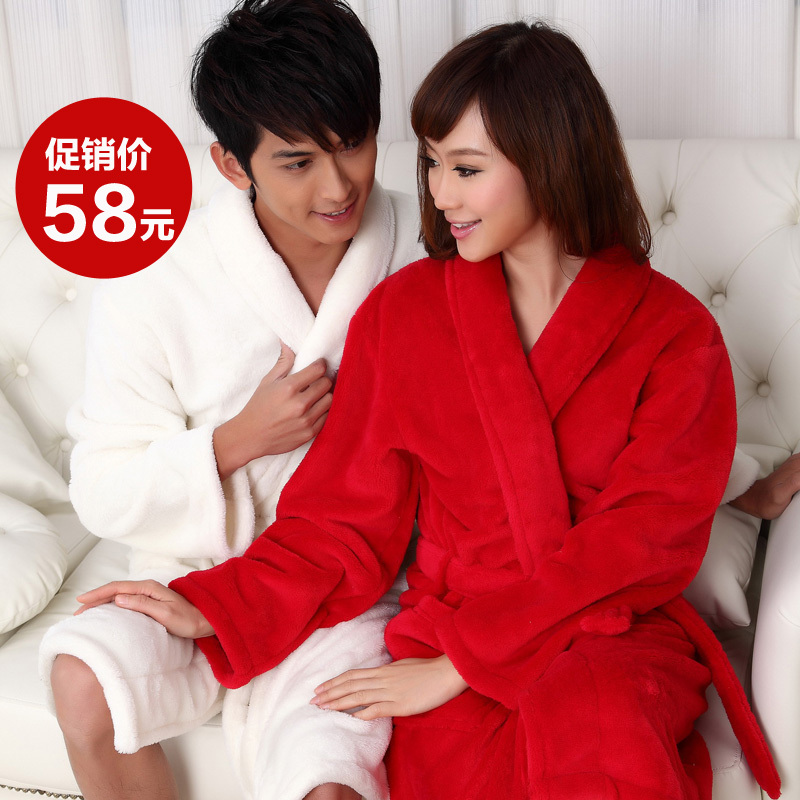 2012 male women's super soft coral fleece bathrobe lovers bathrobe robe sleepwear Free postage