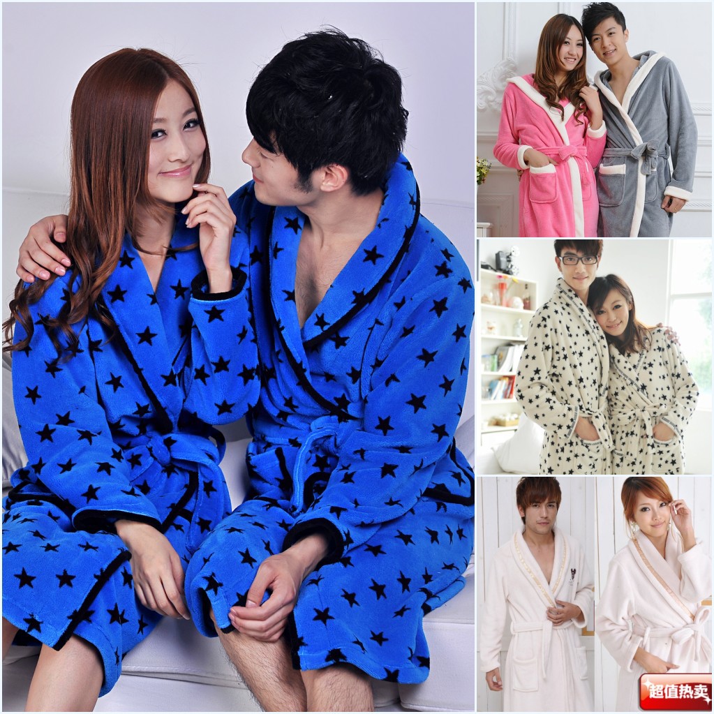 2012 male women's thickening coral fleece robe bathrobe lovers bathrobe robe sleepwear