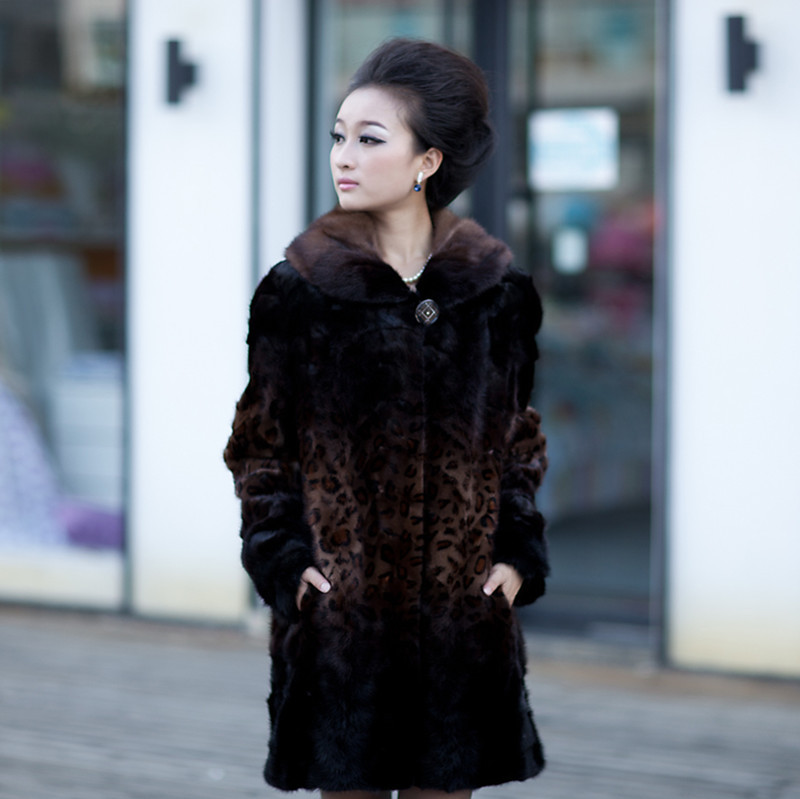 2012 marten overcoat fight mink outerwear fur overcoat mink leopard print outerwear