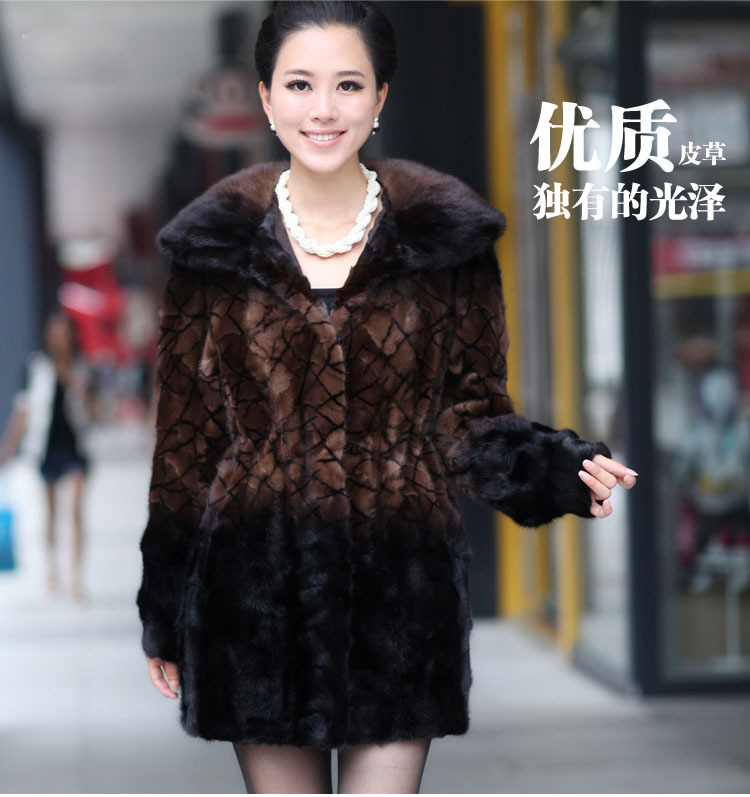 2012 marten overcoat mink fur fight mink Women outerwear