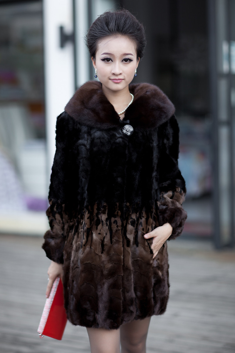 2012 marten overcoat mink hair fur fight mink long design outerwear