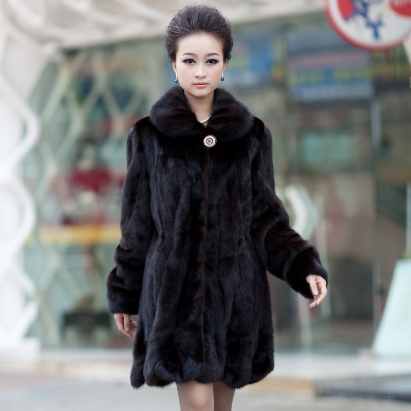 2012 marten overcoat Women mink fur outerwear long design outerwear