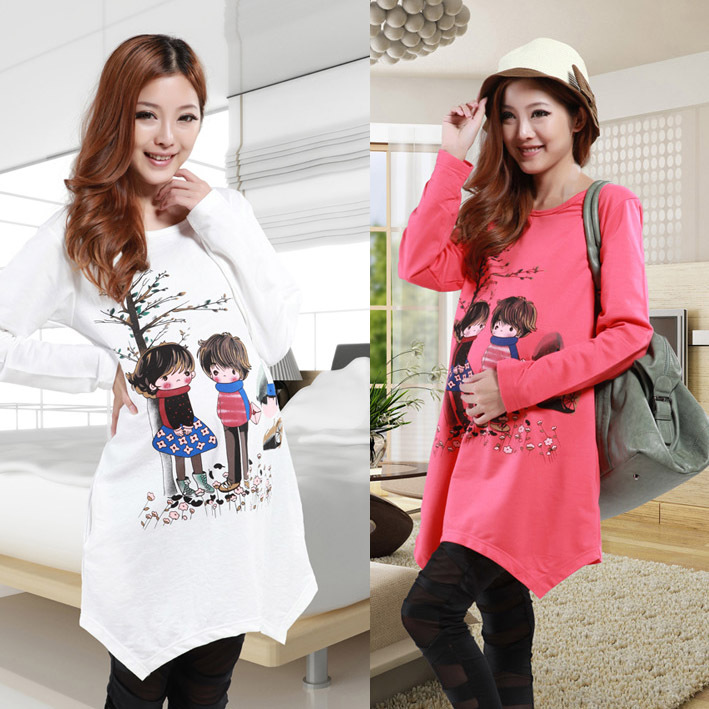 2012 maternity clothing autumn maternity t-shirt thick 100% cotton maternity sweatshirt plus size top skirt long-sleeve n109