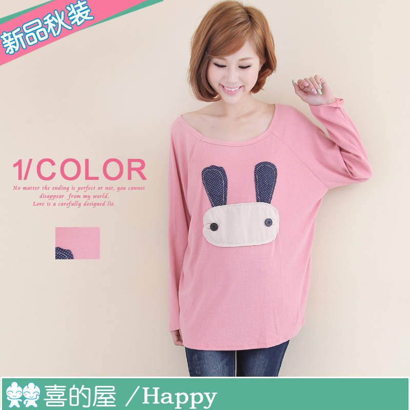 2012 maternity clothing cute applique rabbit batwing sleeve maternity long-sleeve top t-shirt 23137