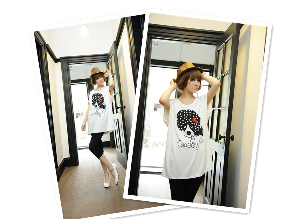 2012 maternity clothing dog maternity bat t-shirt series Modal material 023