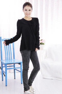 2012 maternity clothing fashion casual maternity long-sleeve top ultra soft knitted cotton basic shirt