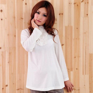 2012 maternity clothing lace princess maternity long-sleeve basic shirt stand collar t-shirt