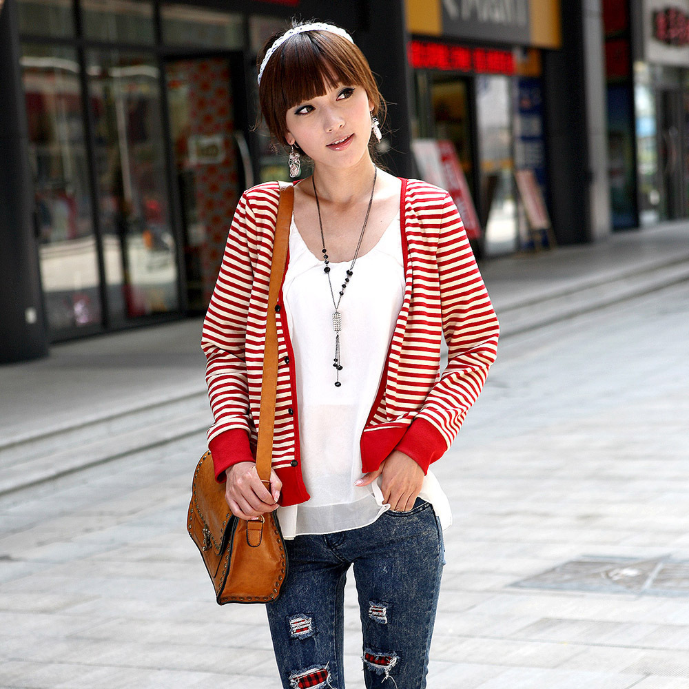 2012 maternity clothing maternity long-sleeve stripe top autumn and winter outerwear sweatshirt a300