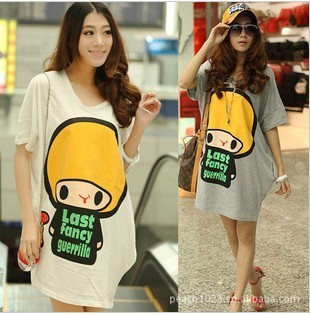 2012 maternity clothing plus size mm loose cartoon doll maternity t-shirt dress q5815