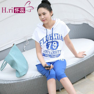 2012 maternity clothing spring and summer maternity set maternity short-sleeve T-shirt casual sports 9025